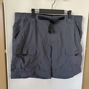 Eddie Bauer Men's xL Grey Belted Cargo Shorts Outdoors Hiking Nylon